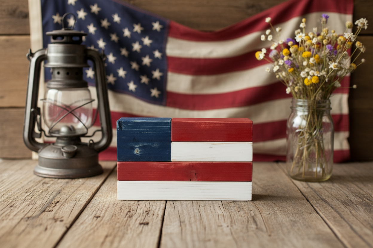 Rustic Wood American Flag