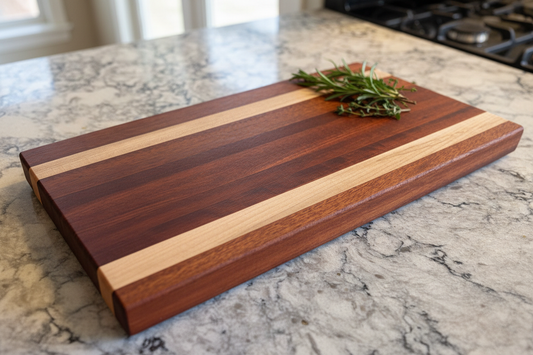 Staged cutting board with herbs only