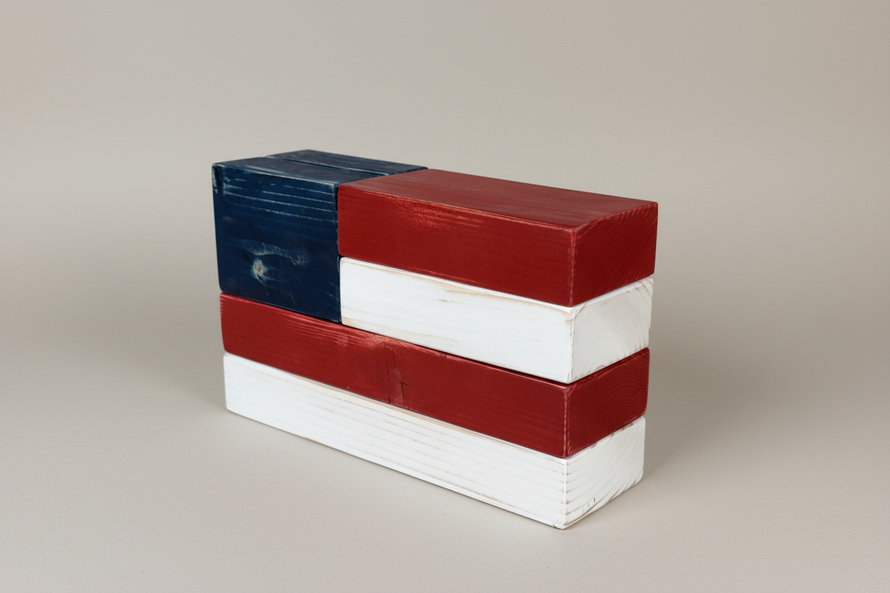 Wooden American Flag - Original Angle, Neutral Background